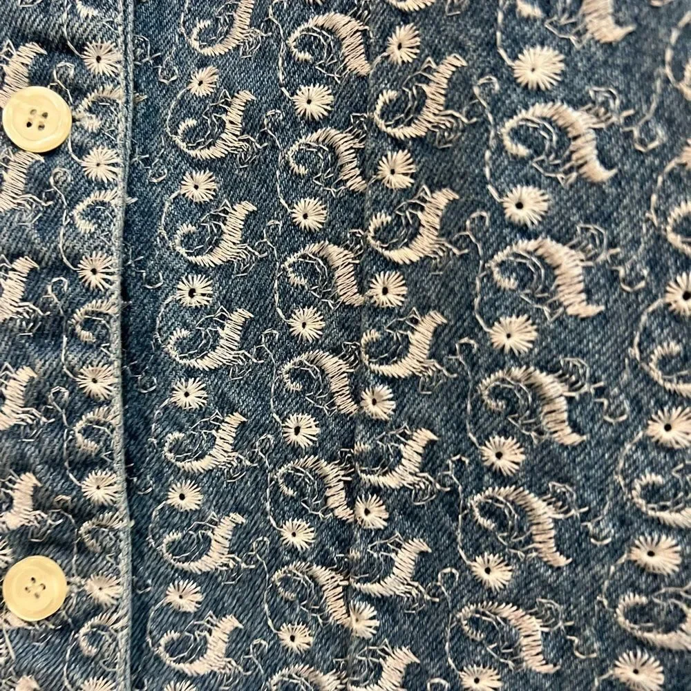 Vintage jean embroidered vest size M Weston Wear brand